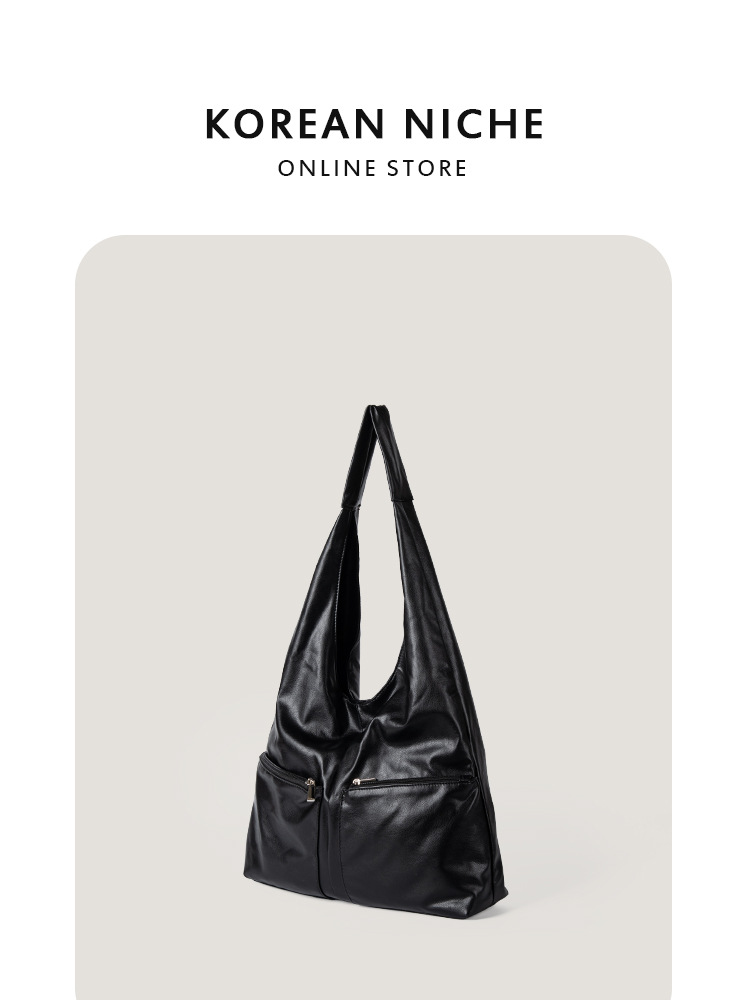2025 Autumn Korean Minimalist Lazy Style Tote Bag, High-end Oil Wax Leather, Large Capacity Handbag and Shoulder Bag