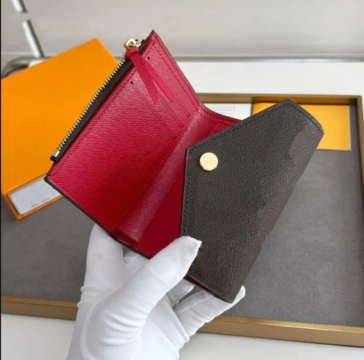 High quality Luxury women short wallet small wallet designer bag coin purse card holder rosalie victorine classic flower grid Gold buckle wallets with box