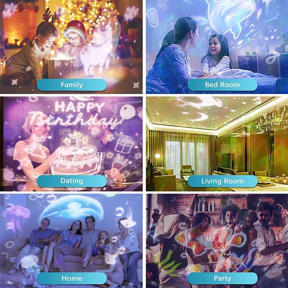 Ocean Wave Kids Projector Night Light Projector 360Rotating Jellyfish Lamp Baby Toddler Bedroom Ceiling Birthday Christmas Gift Y250912