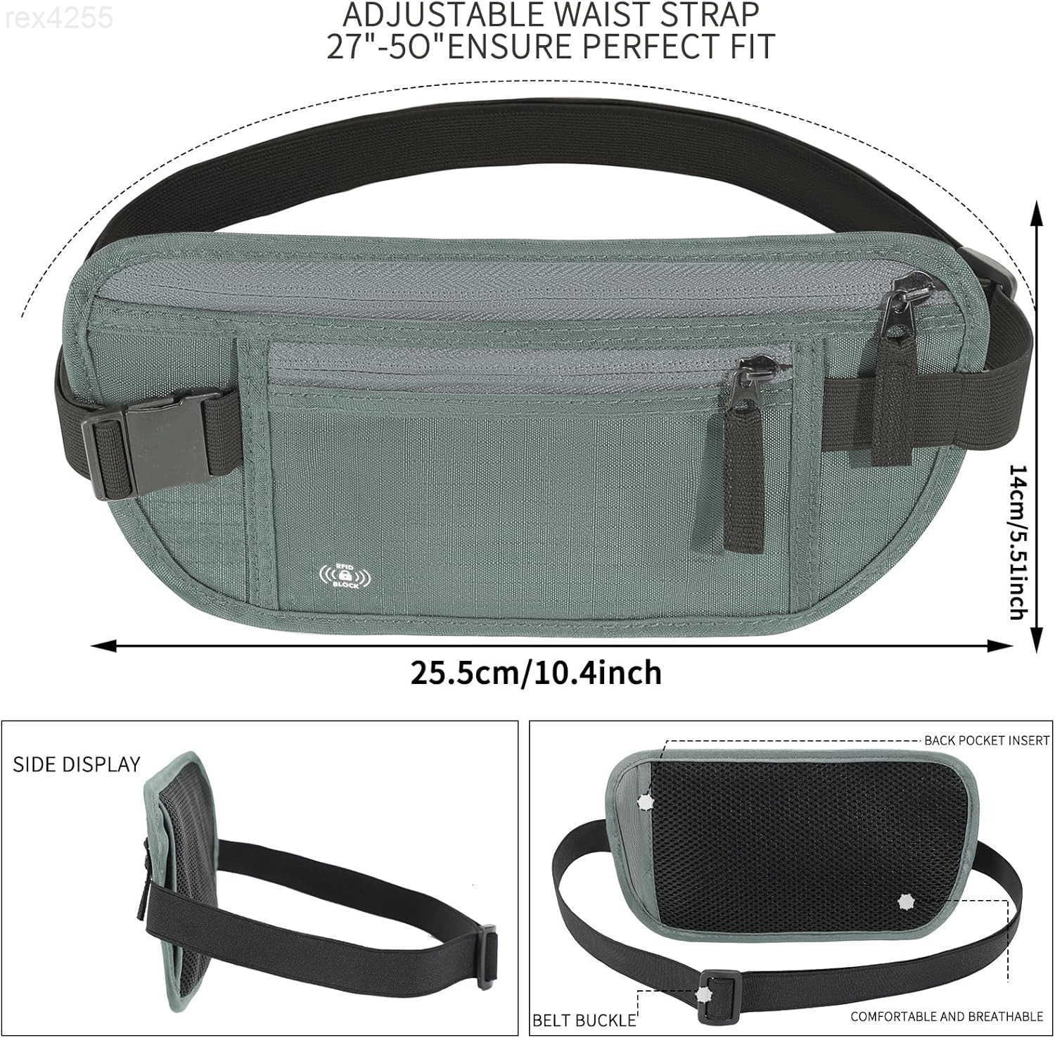 Money Belt For Travel Women Men Hidden Rfid Passport Holder For Travel BlackW250912