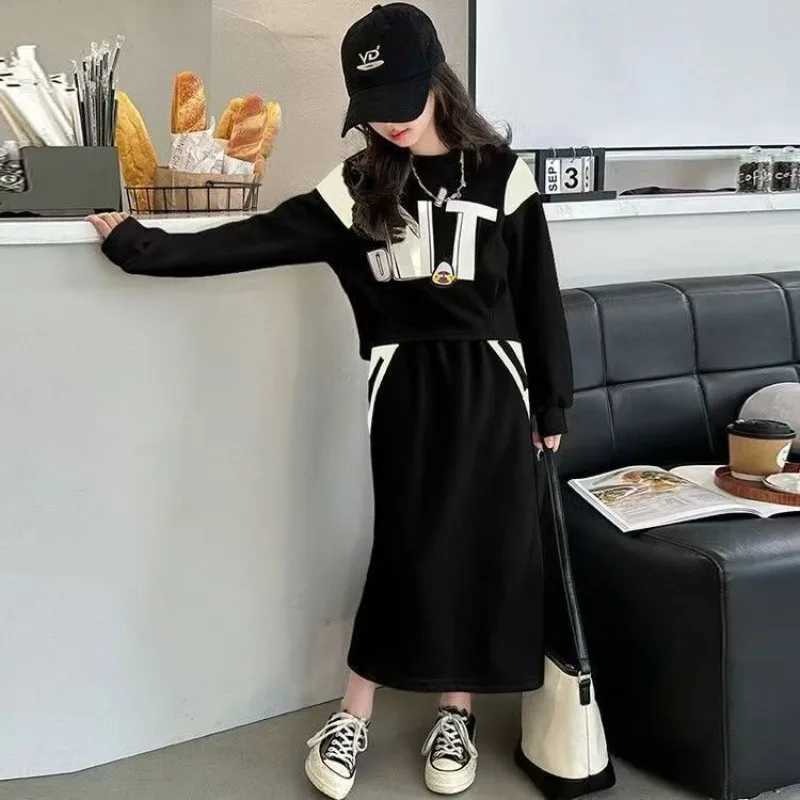 Spring and Autumn Skirt Suit Set Korean Two Piece Clothes Girl 10 To 12 Years Old Childrens Clothing Girls Kids Winter Outfit C250912