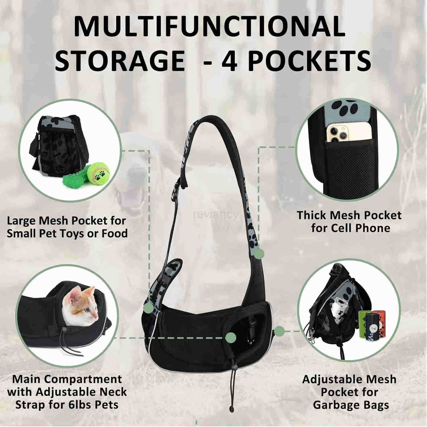 Dog Carriers for Small Dogs Breathable Pet Sling Carrier Travel Cat Carrier Puppy Carrier Hands Free Dog Carrying Bag for 5lb Dogs Klein Blue SW250912