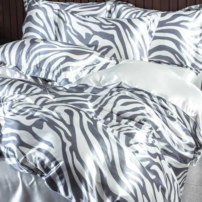 Luxury Blending Natural Mulberry Silk Bedding Set High End Satin Smooth Duvet Cover Set Double King Queen Size Bed Sheets Set C250912