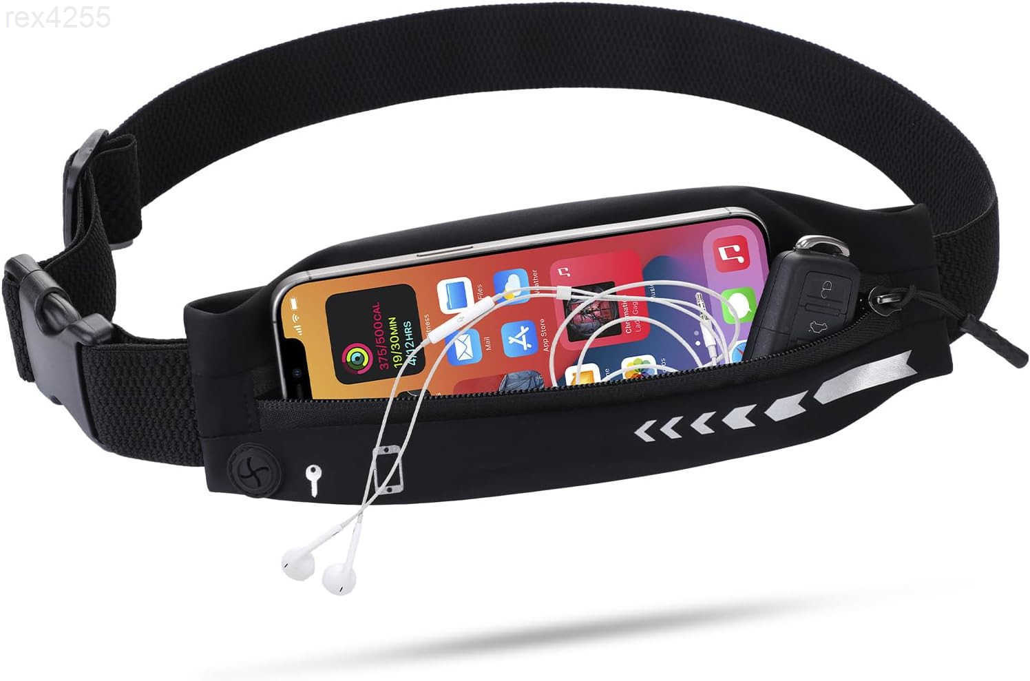 Slim Running Belt for Women MenRunners Phone Holder Fanny Pack Adjustable Bounce Free Waist Pouch bag for Workout Money Belt Run Gear Accessories Blac