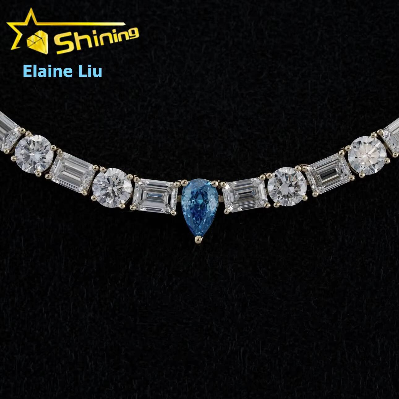 Iced Out Lad Diamond Hip Hop Fine Jewelry VVS Moissanite Tennis Necklace Men Sterling Silver 925 Tennis Chain Necklace