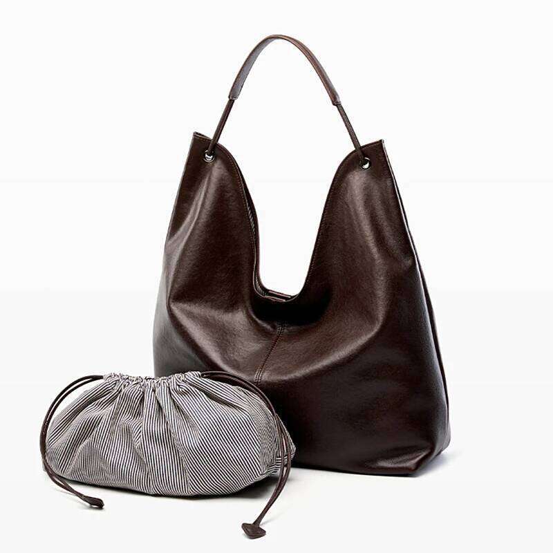 Burminsa Cowhide Genuine Leather Large Hobo Shoulder Bags For Women 2025 Designer Shopping Tote Big Work Ladies Handbags