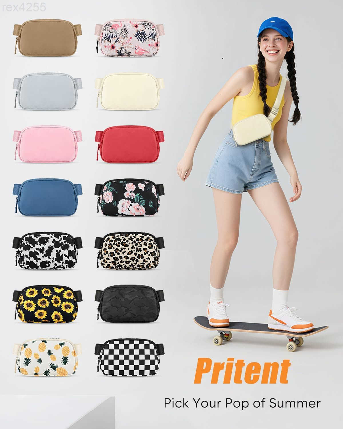 Packs for Women Cross Body Bag Waterproof Belt Bag with Adjustable Strap and Zipper Back Pocket Small Crossbody Bags Fashion Waist Packs for Workout T