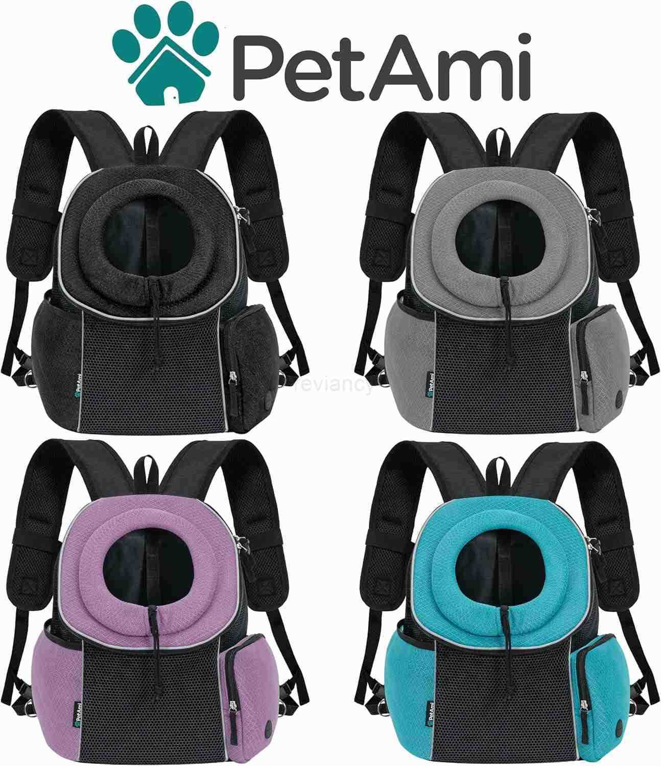 PetAmi Front Carrier Backpack for Dogs and Cats Ventilated Adjustable Pet Chest Carrier for Hiking Camping Travel Small to Medium Pets Up to 10 lbs Gr
