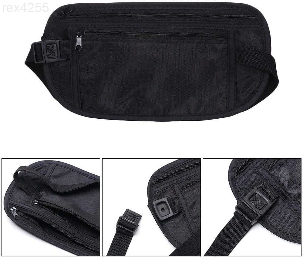 2 Pack Travel Money Belt Waist Wallet Slim RFID Blocking Passport Holder Invisible Belt Bag Fanny Pack for Men WomenW250912