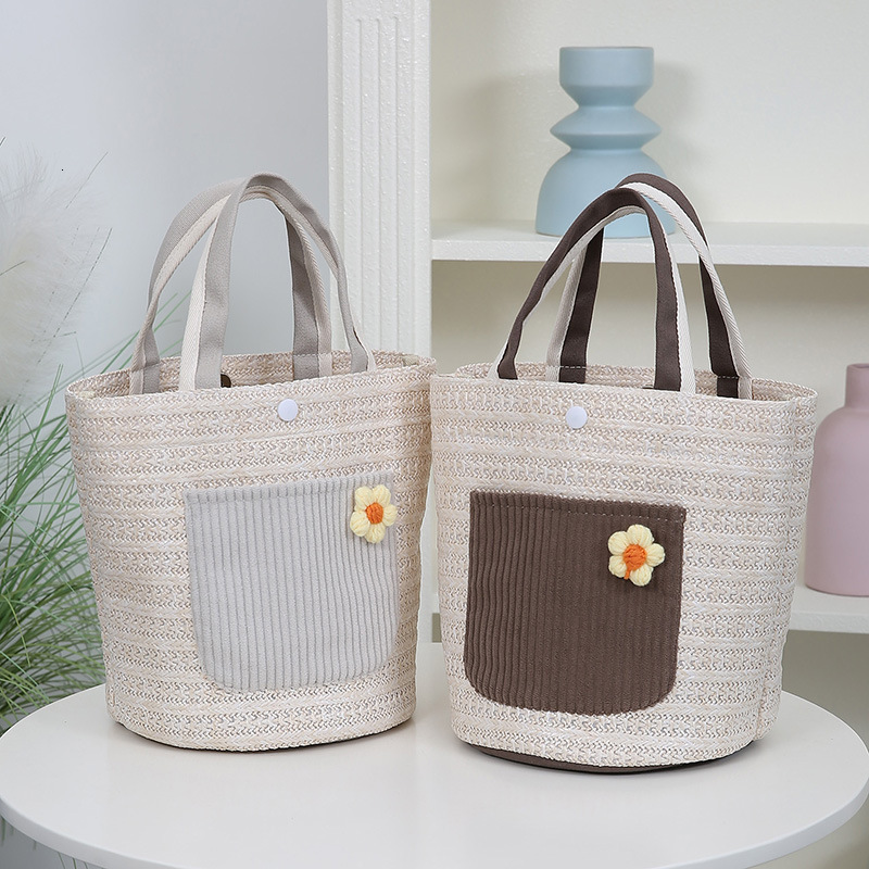 Summer Trend Hot Selling Handheld Straw Bag For Women New Fashion Color Block Shoulder Bag Large Capacity Luxury Bag Designer Bag Free Shipping Tote B