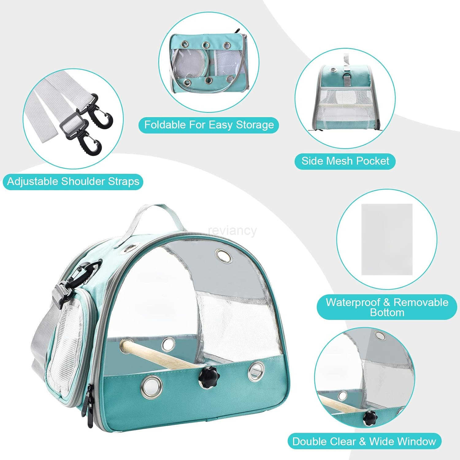 Bird Travel Carrier with Standing PerchLightweight Breathable Parrot Cage Small Pet Carrier Bag with Shoulder StrapBird Rat Guinea Pig Squirrel Carrie