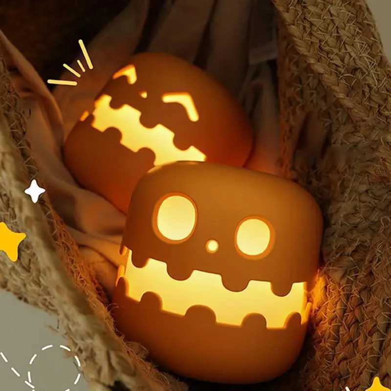 Halloween Pumpkin Night Light Cute Push Up Safety Light Decoration Halloween Bedside Decoration Children Halloween Gift C251122