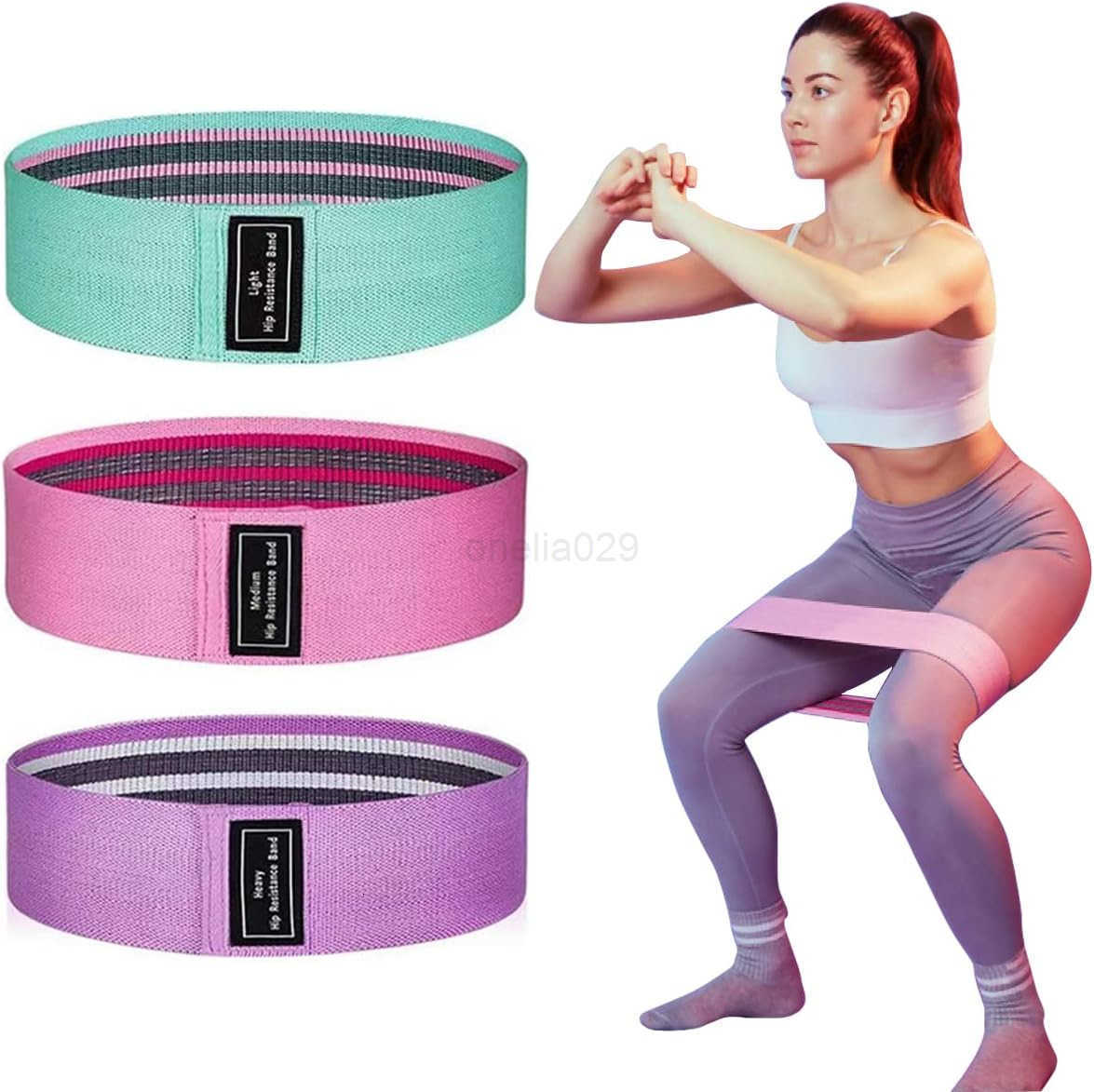 Hip Resistance Band for Fitness Sport Yoga Pilates Bands Working Out 3Level Elastic Booty Bands for Women Legs and Glutes Pack of 3 W250912