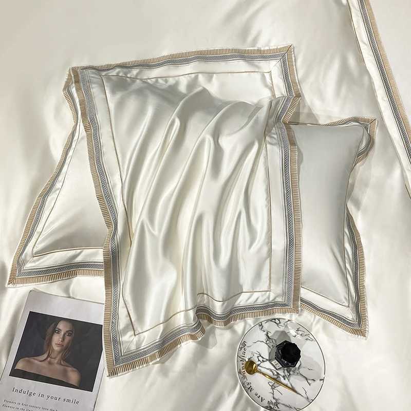 Luxury Embroidery King Size 600TC Egyptian Cotton Soft Smooth Duvet Cover Sheet Set Fitted Sheet Pillowcases Hotel Bedding Set C250912