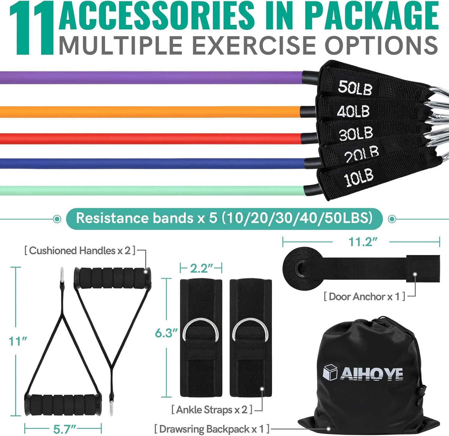 Resistance Bands for Working Out Exercise Bands with Handles Stretch Bands for Exercise Workout Bands with Door Anchors for Physical Therapy Strength 