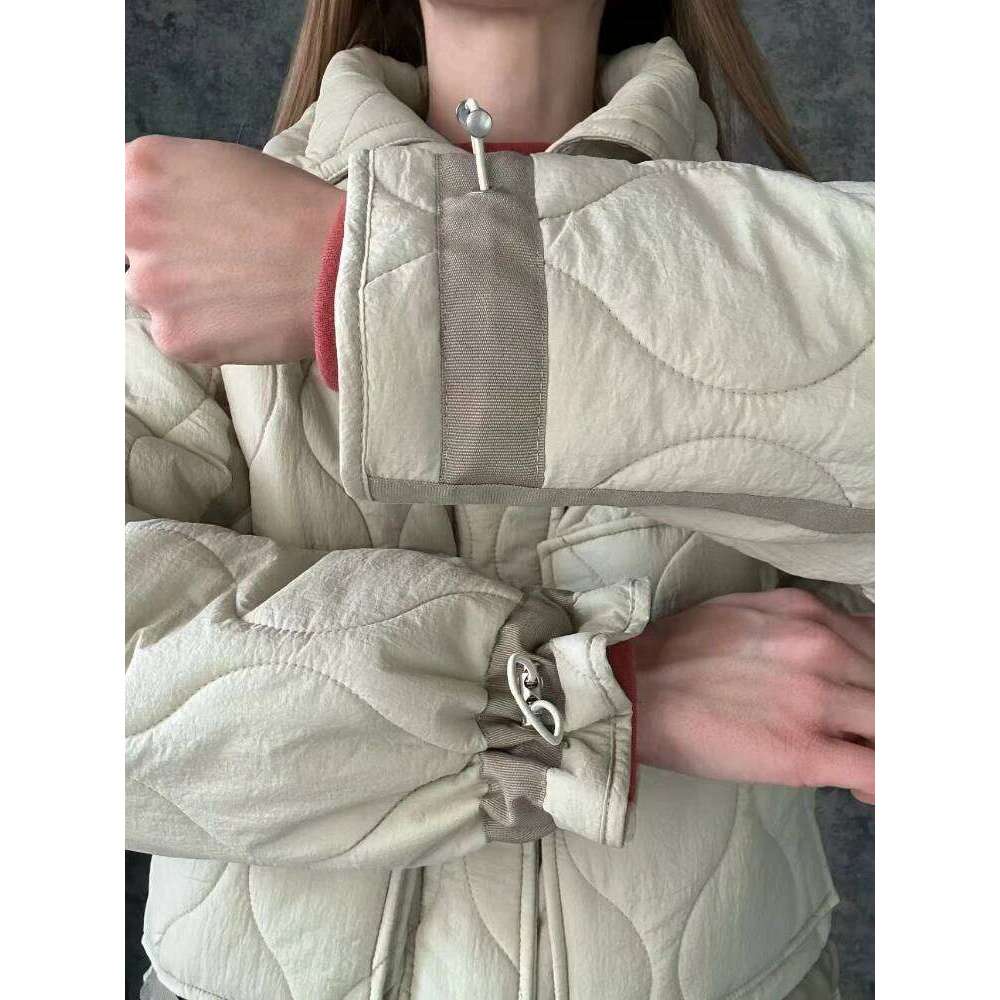 ZBZA Women Quilted Jacket Drawstring High Neck Zipper Hidden Button Clip Cotton Outerwear Fall Winter New Female Chic Coat