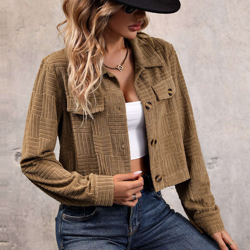Autumn New Women's Corduroy Solid Color Clothing Jacket
