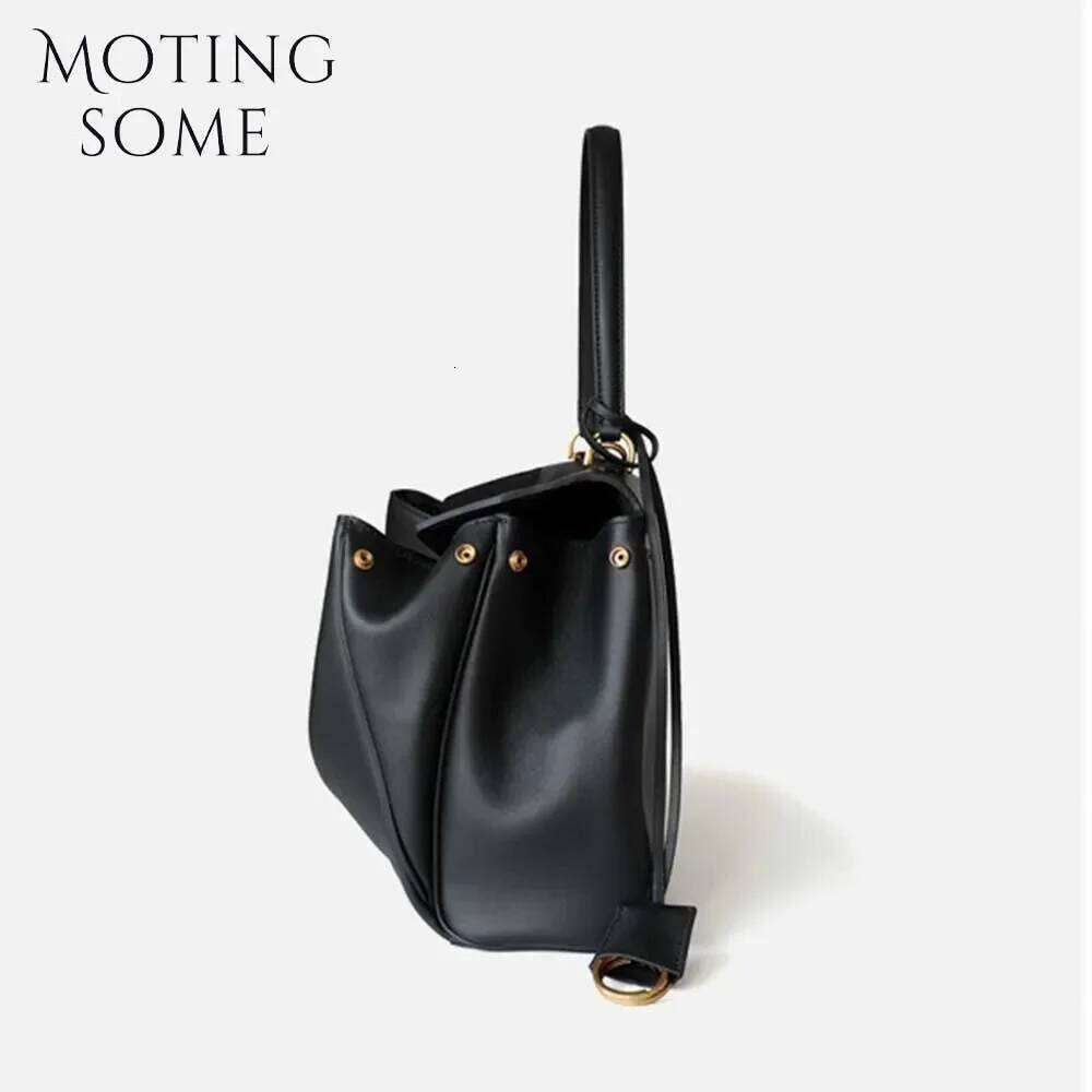 Motingsome 2024 Rodeo Buckle Woman Designer Bags Cow Leather Handbag Fashion Lady Pouch Retro Underarm Purses Tote New