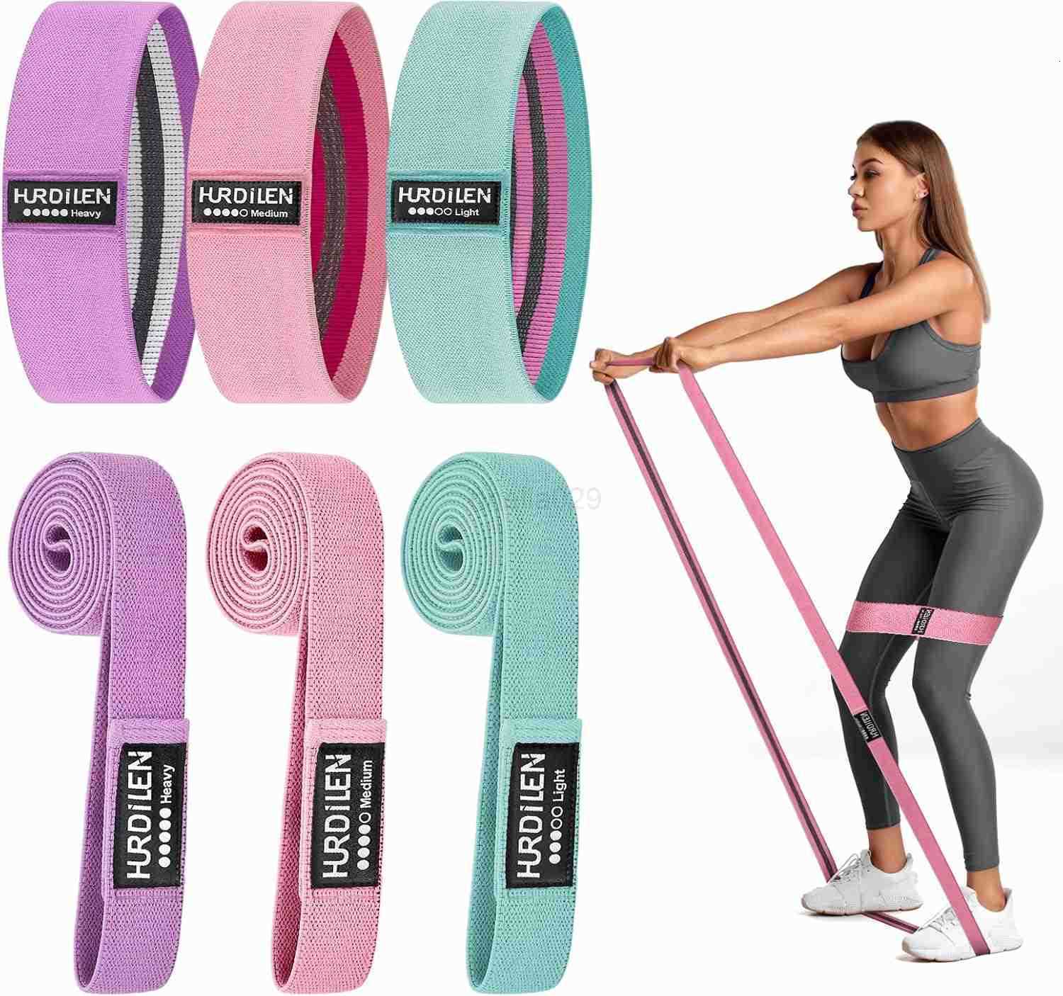 Resistance Bands for Working Out Set 3 Pcs Pull Up Bands and 3 Pcs Assistance Bands with Door Anchor for Legs Glutes Hip Fabric Loop Bands Workout Ban