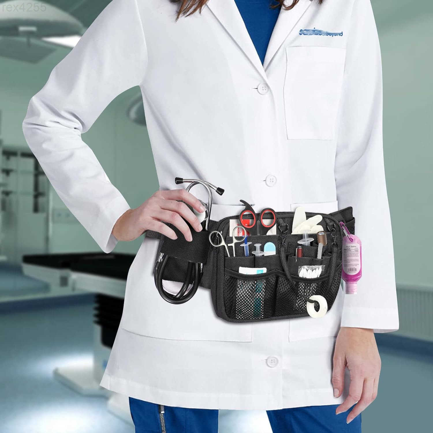 Nurse Fanny Pack with Tape Holder Multi Compartment Medical Gear Pocket Nursing Organizer Belt Bag Apron Hip Bag Utility Waist Pack for Stethoscopes B