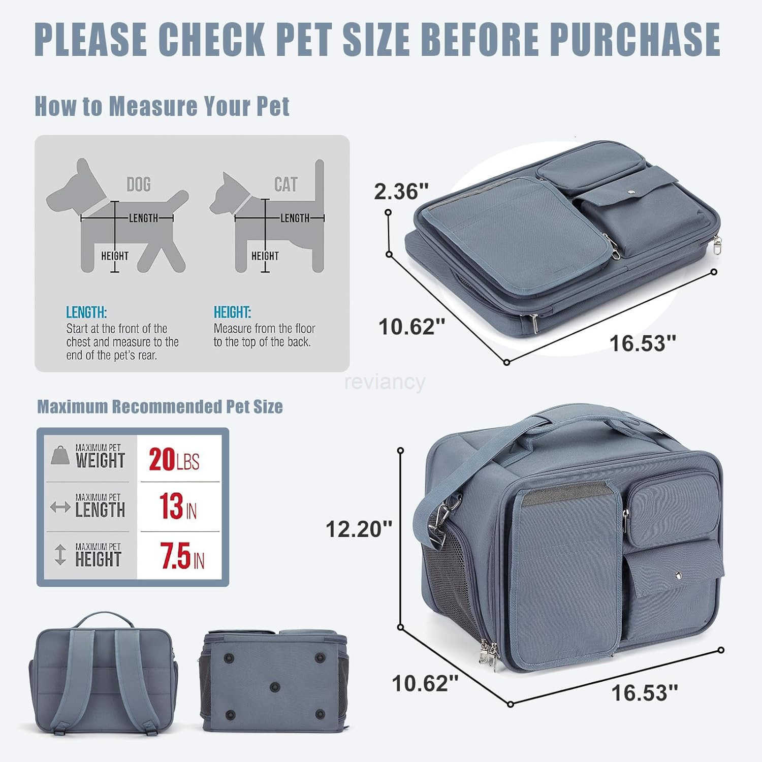Cat Carrier Soft LargeDog Carriers for Small DogsCat Travel Carrier is AntiLostDog Backpack with Locking Safety ZippersCan Carry 20 LBs CatPet Carrier