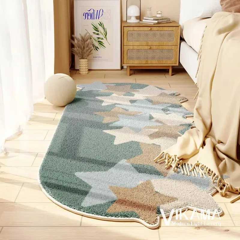 VIKAMA Aesthetic Light Luxury Carpet Wave Blue Ocean Home Decoration Childrens Room Bedside Comfortable Soft Plush Floor Mat C250912