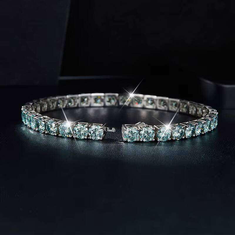 4mm Blue Classic Sier Women Tennis Chain Moissanite Jewelry Bracelet