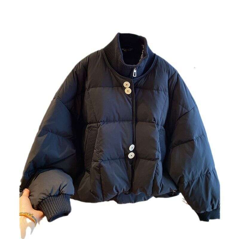 Down, Cotton, Bread Jacket, Cotton Coat, Women's Winter Clothing New Style, Splicing, Contrasting Color, Knitted