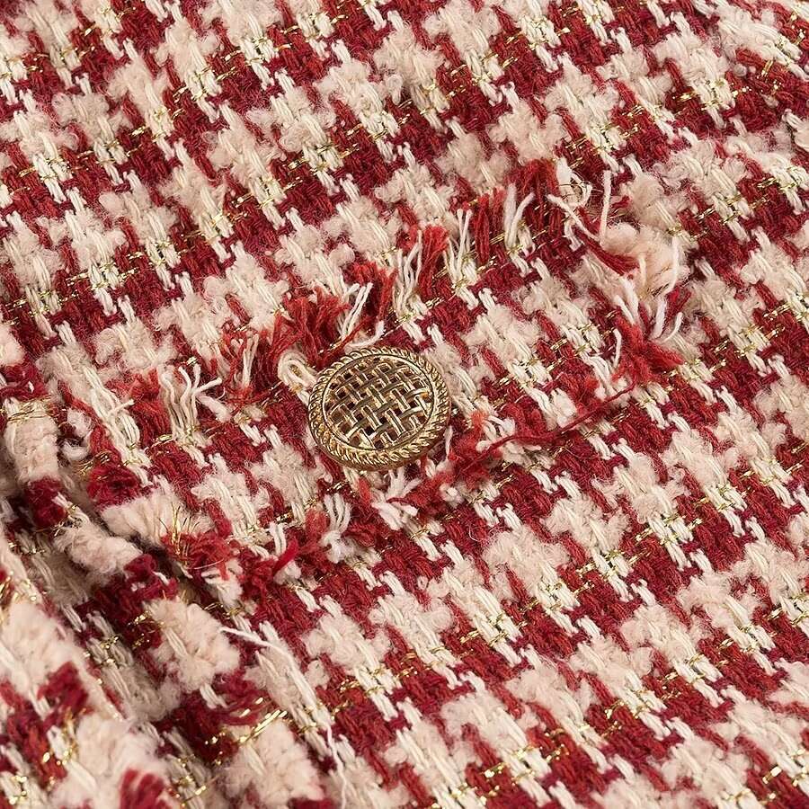 DHEssentials 2025 Spring New French Style Chic Fashionable Houndstooth Short Jacket + Low Waist Skirt Set