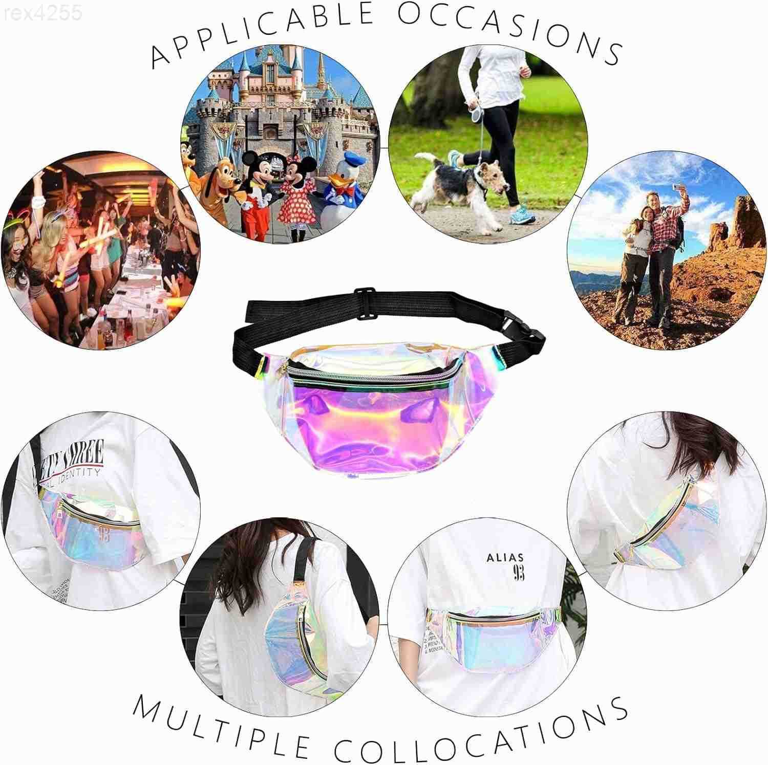 Clear Fanny Pack Fashion Iridescent Waist Bag Travel Sport Waist Purse for Running Beach Concert Game FestivalW250912