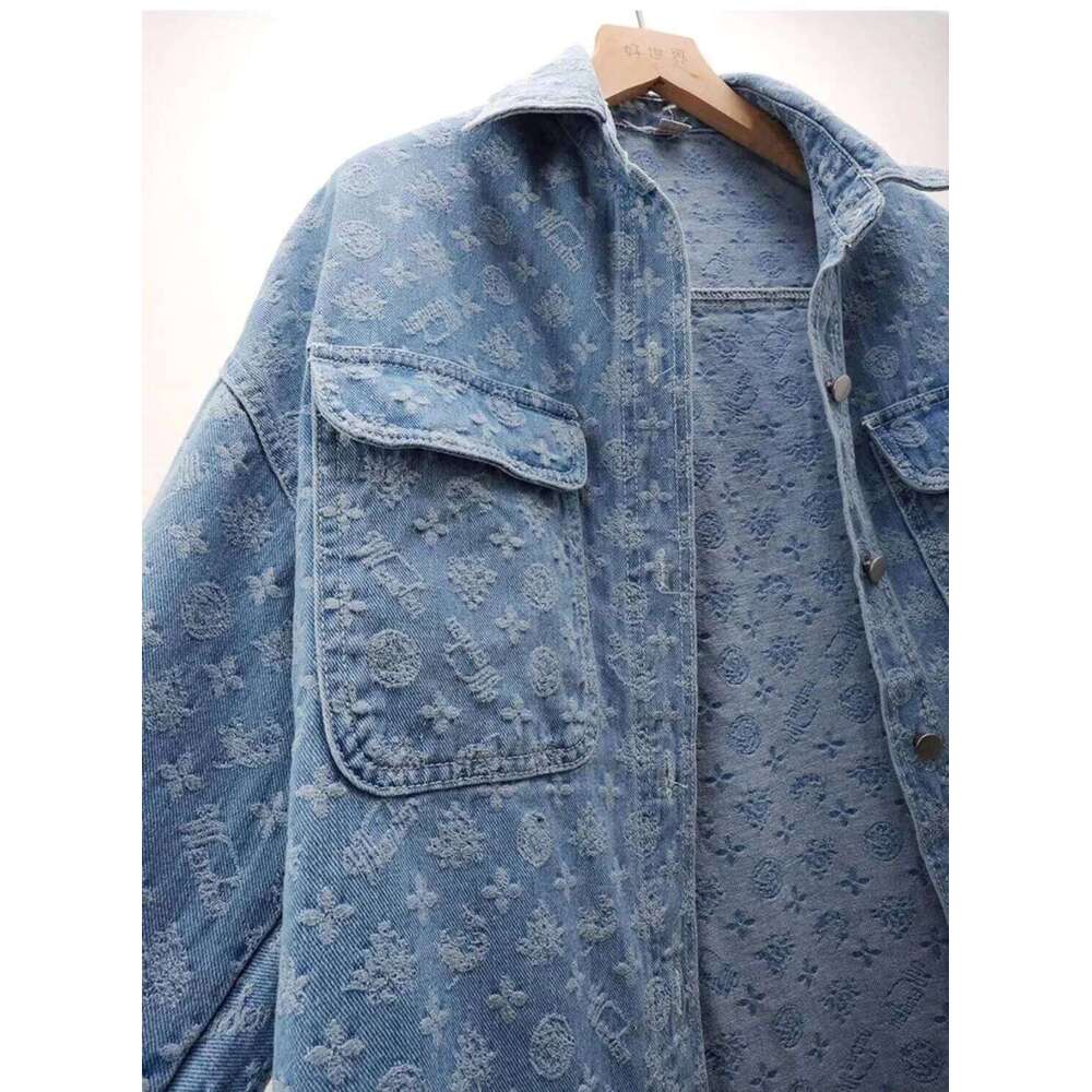 Shirt Women's Autumn Dress New Korean Version Of Joker Printed Loose Denim Long Sleeve Jacket