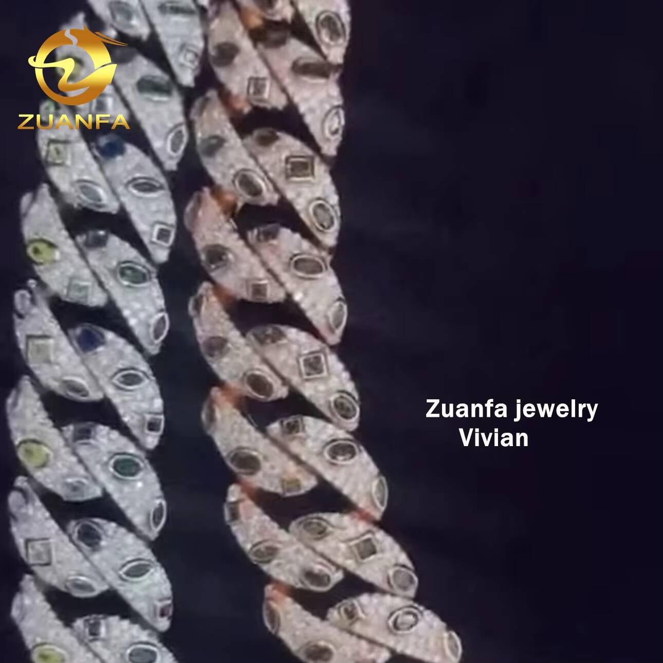 Sterling Silver 925 Moissanite Hip Hop Jewelry 18MM VVS Moissanite Diamond Cuban Link Moissanite Iced Out Necklace