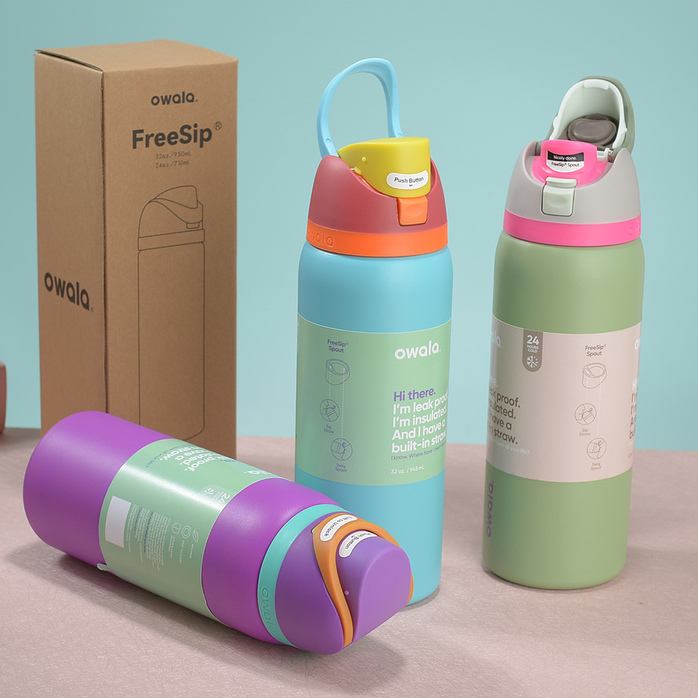 24oz 32oz Owala Tumbler Insulated Stainless Steel Water Bottle with Straw BPA-Free Sports Water Bottle Great for Travel Work School and Sports Thermos