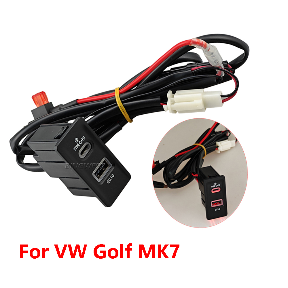 Car Fast Charger TYPE-CPD USB Interface Socket Charging Power Adapter Suitable For Golf MK7