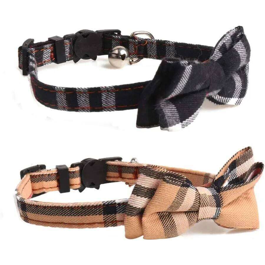 Dog Cat Collar Breakaway with Cute Bow Tie Bell for Kitty and Some Puppies Adjustable