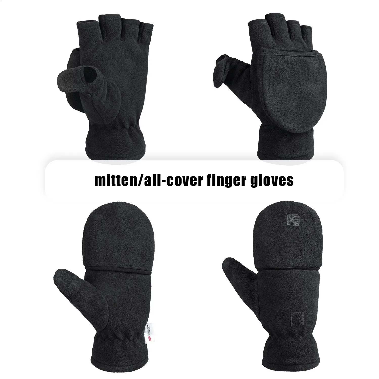 Winter Convertible Glove Flip Top Mittens Warm Polar Fleece for Runing Painting Texting Pographing Men Women 250911