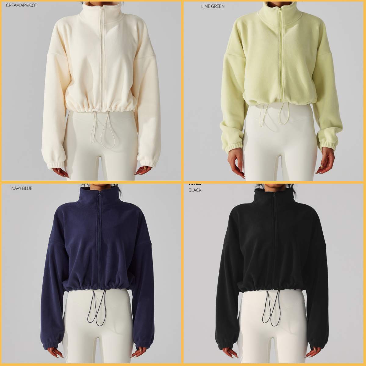 designer yoga jacket women winter lamb wool sports jacket with thick collar warm drawstring short style loose and windproof fleece dress cropped defined jacket