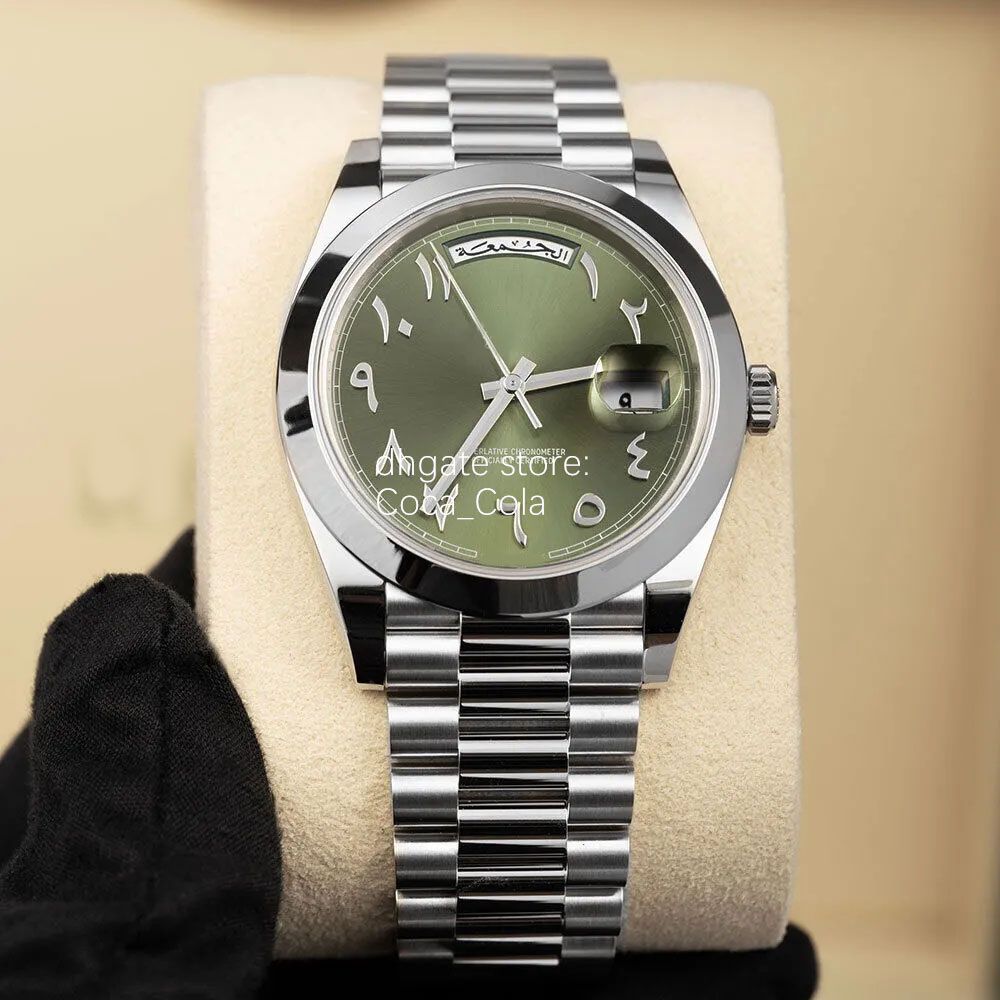 Best version Day Time Date 40 Watch 40MM Green Arabic Language Dial Platinum 228206 Bracelet Sapphire ETA ovement Mechanical Automatic Men Wristwatches