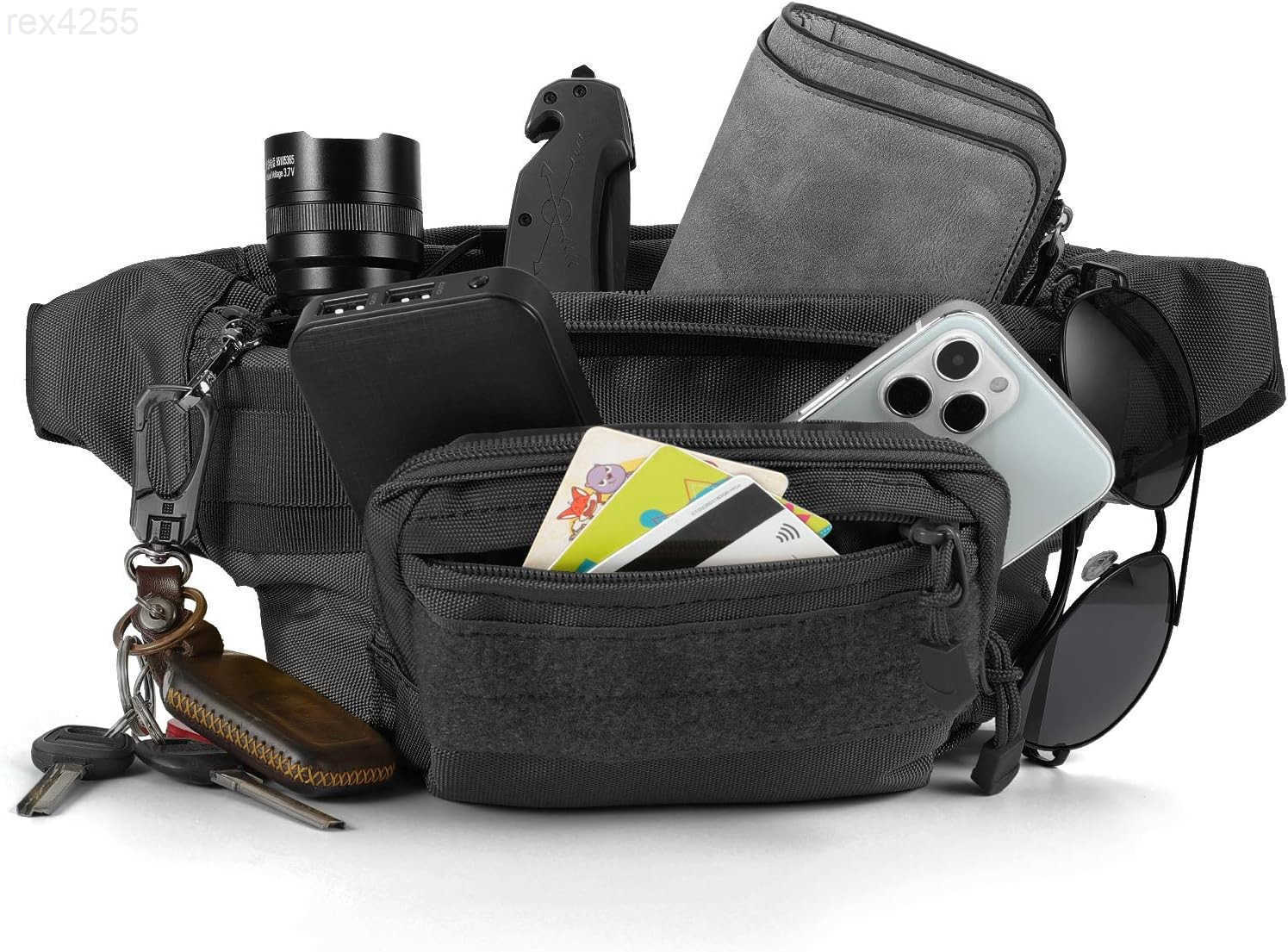 Fanny Pack Military Waist Bag Pack with USA Flag Patch Utility Hip Pack with Adjustable Strap for Outdoors Fishing Cycling Camping Hiking Dog Walking 