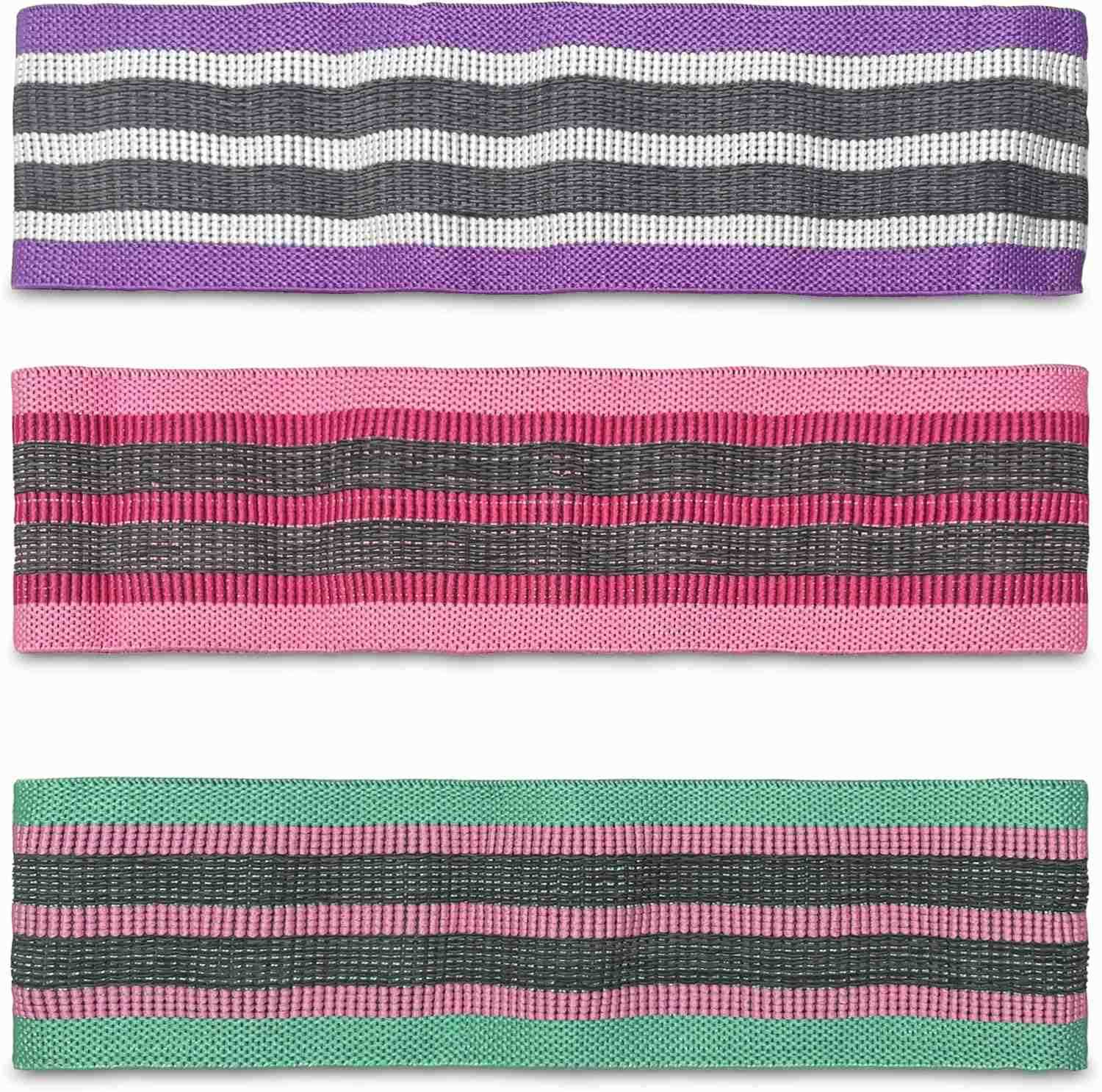 Resistance Bands Set 3Piece Fabric Booty Bands for Women Men NonSlip Workout Bands for Glutes Legs Yoga Includes Instruction Manual W250912