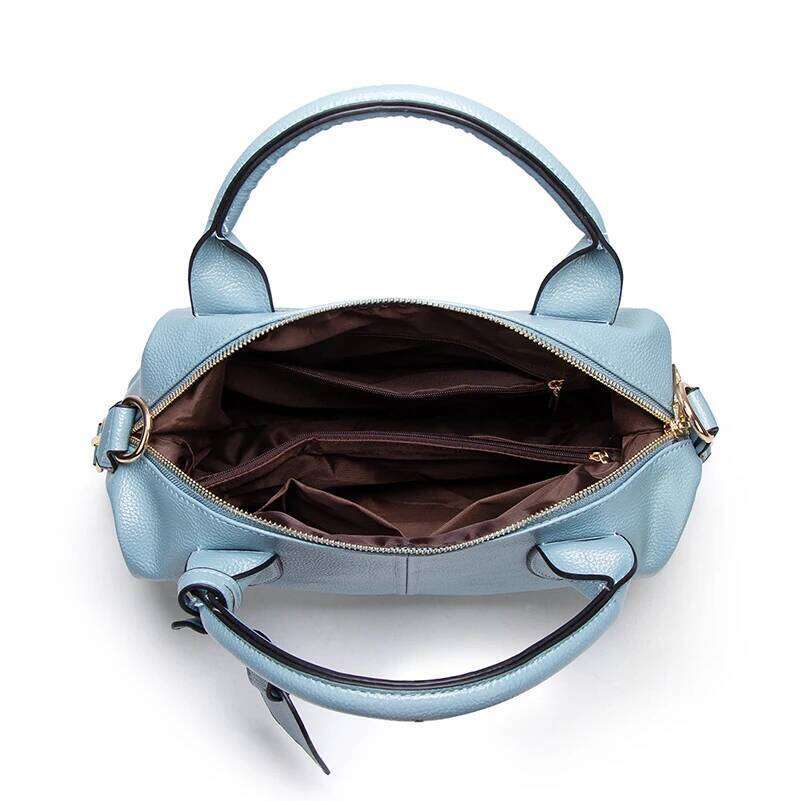 Fashion And Elegant Large Capacity Oil Wax Tote, Convenient Solid Artificial Leather Boston Crossbody Zipper Lock Anti-Theft Commuter Double Handle De