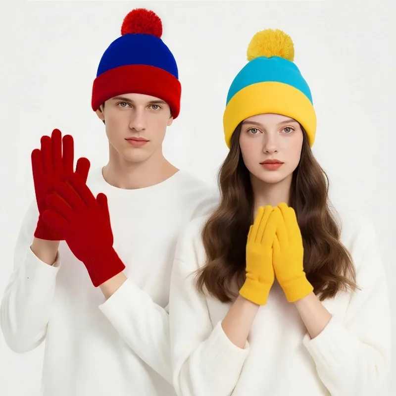 Halloween Cosplay Funny Beanie Hat and Gloves Character Park Knit Hat Winter Christmas Costume Accories G250910