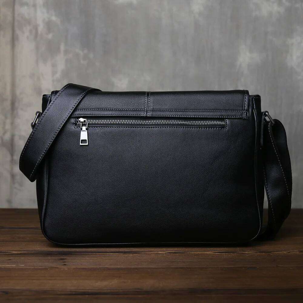 Genuine Leather Classic Men's Crossbody Fashionable Top Layer Cowhide Irregular Mailman Bag Suitable For 13 inch Computers