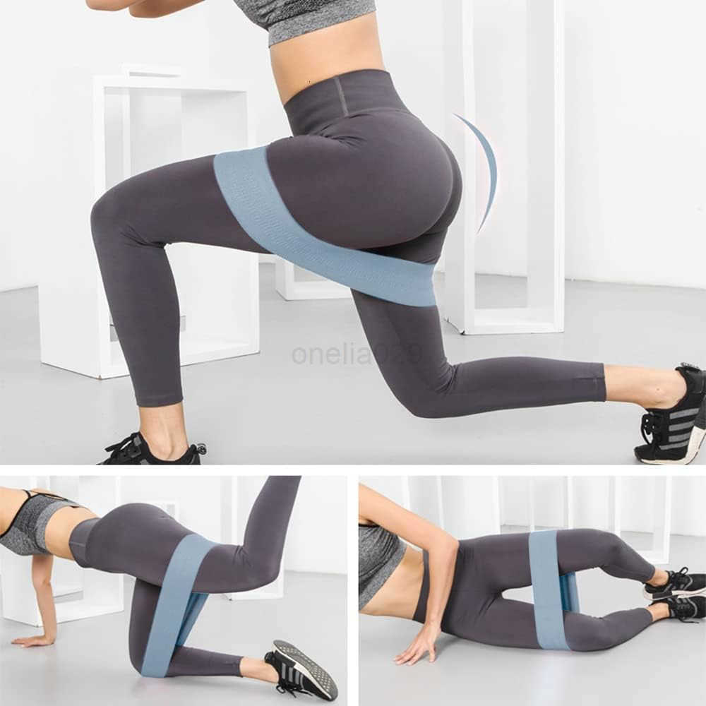 Yoga Large Resistance Band145 x315Fabric Exercise Loop Bands with Instruction Guide and Carry Bag Set of 3 W250912