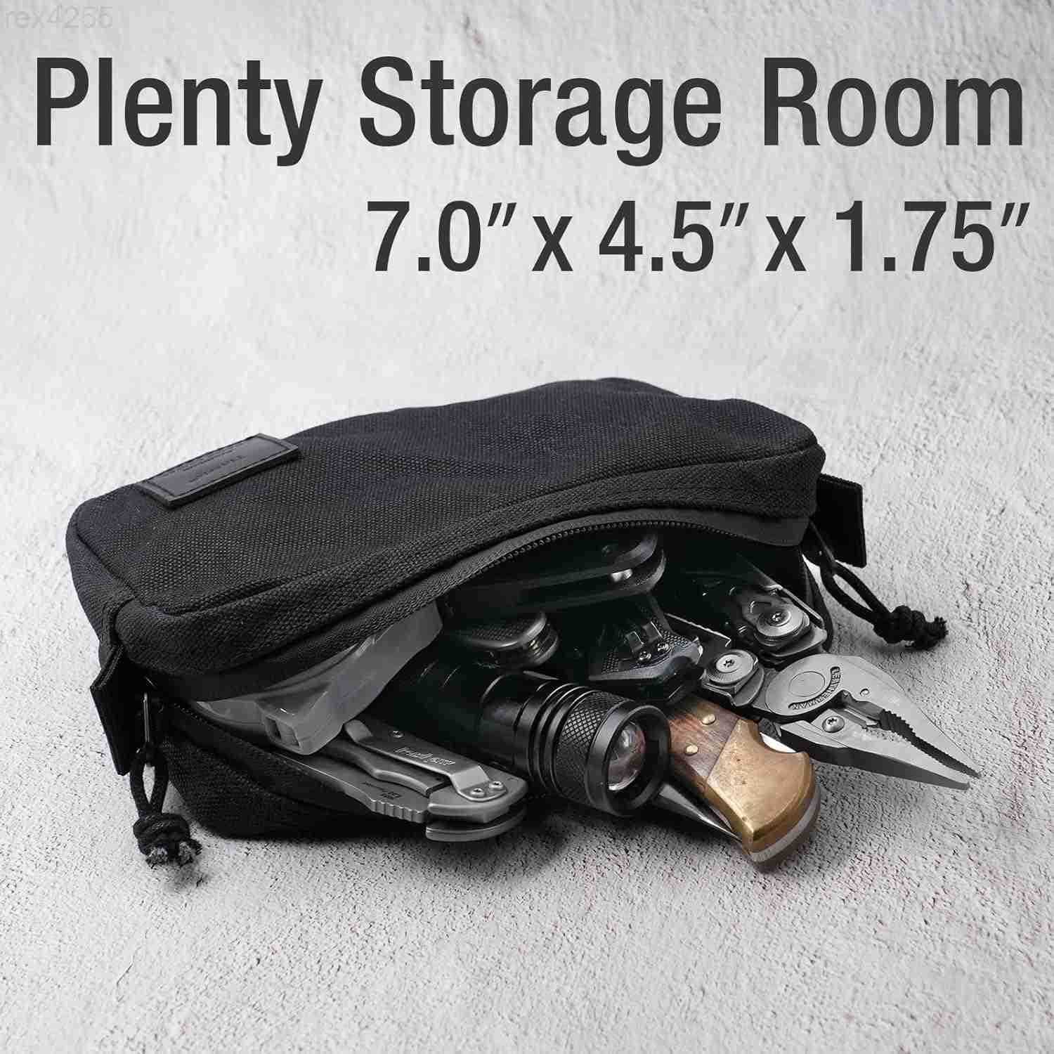 Belt Zipper Pouch for Men Women YKK Zippers EDC Belt Pouch Waist Pack Bag for Camping Hiking Water Resistant Tough Waxed Canvas Black Size MW250912