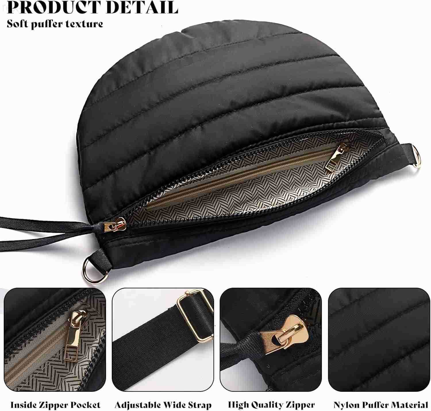 Crossbody Bags for Women Puffer Fanny Pack Sling Bag Puffy Chest Belt Bum Waist Crossbody Purse Bags Quilted Shoulder Bag for WomenW250912