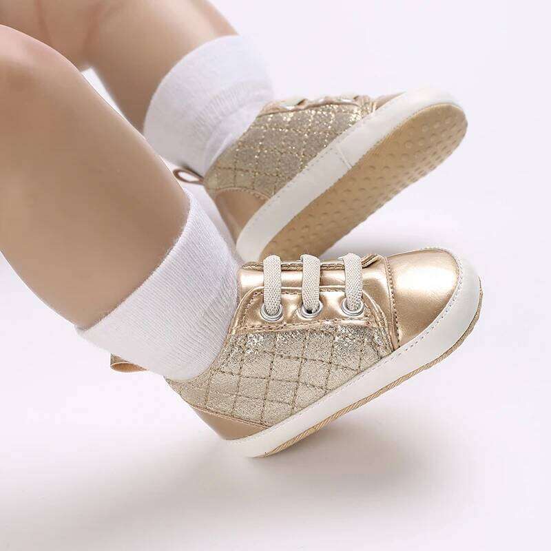 Girls' Theme Newborn Fashion Golden Princess Soft Sole Anti Slip Preschool Shoes 0-18M First Walker