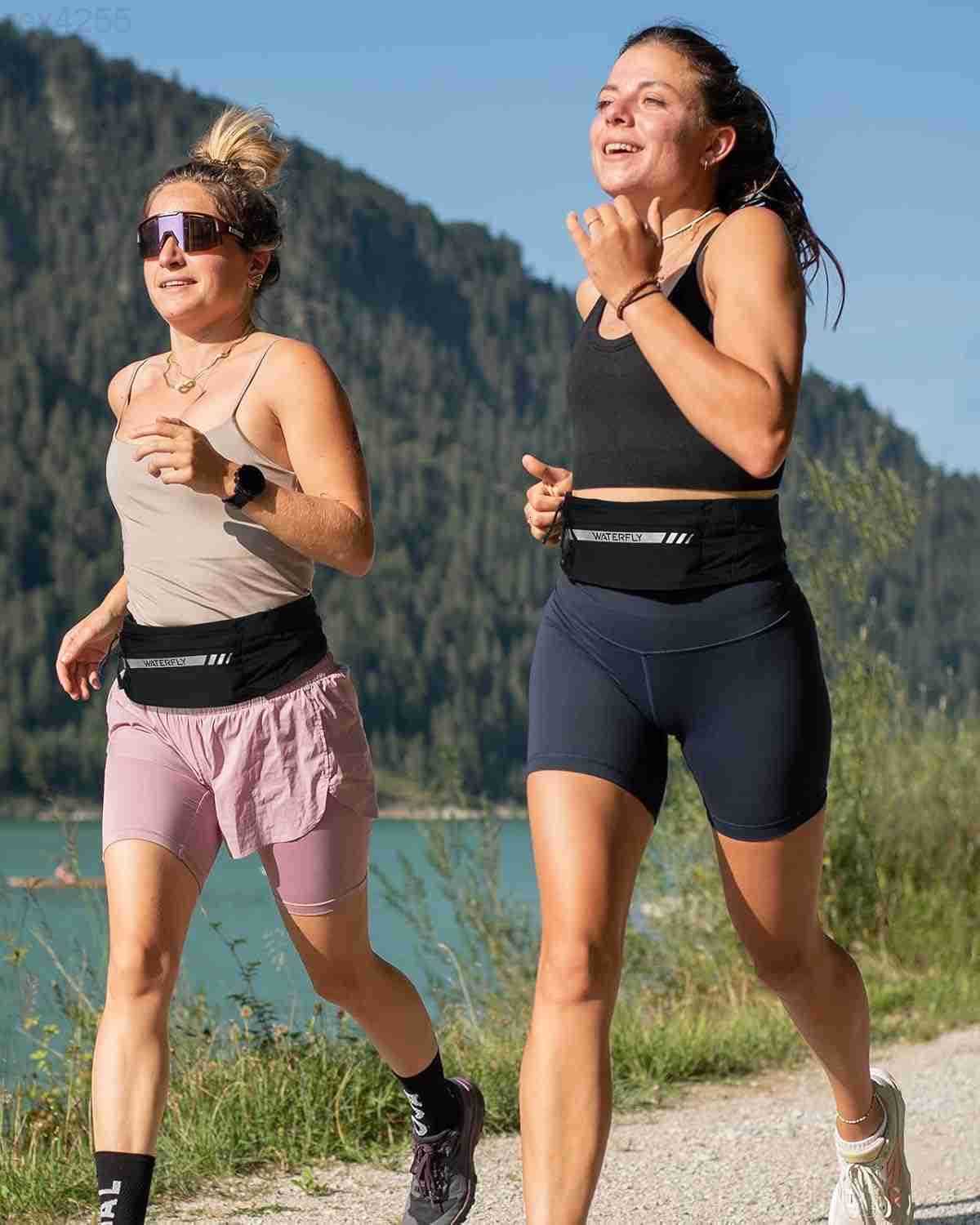 Running Belt Fanny Pack Slim Breathable 4 Pocket Waist Bag for Men Women Sport Workout Exercise Fitness Phone Holder Runner Marathon Jogging Waistband