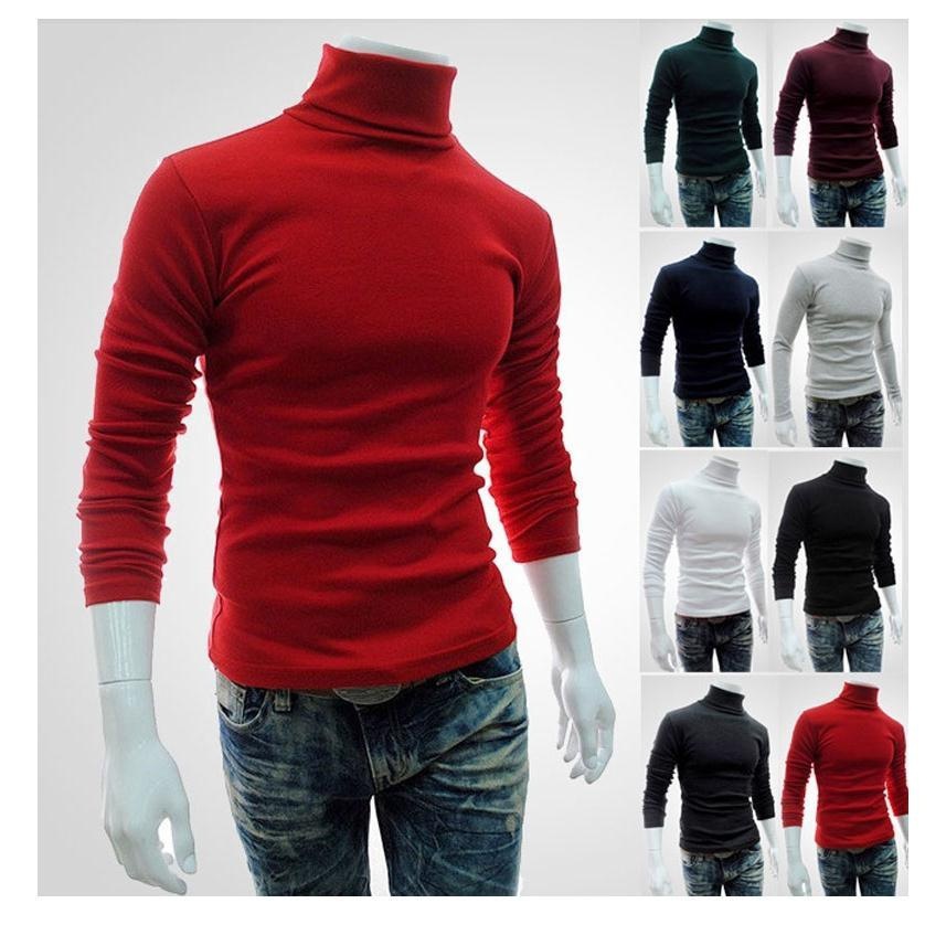Men Bottoming Tops Fall Slim Sweaters Warm Autumn Turtleneck Sweaters Black Pullovers Clothing For Man Cotton Knitted Sweater Male Sweaters
