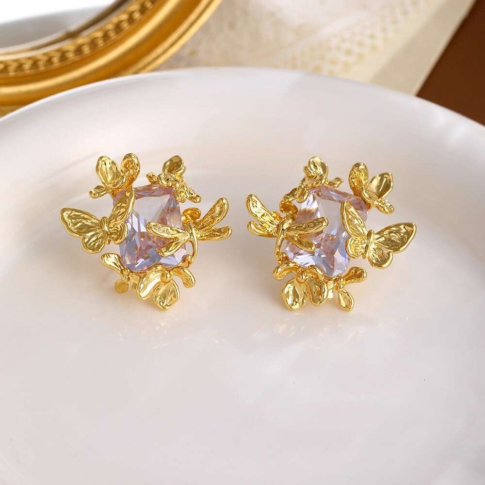 Niche Flower Butterfly 2024 Winter New Minimalist Style High-end Earrings